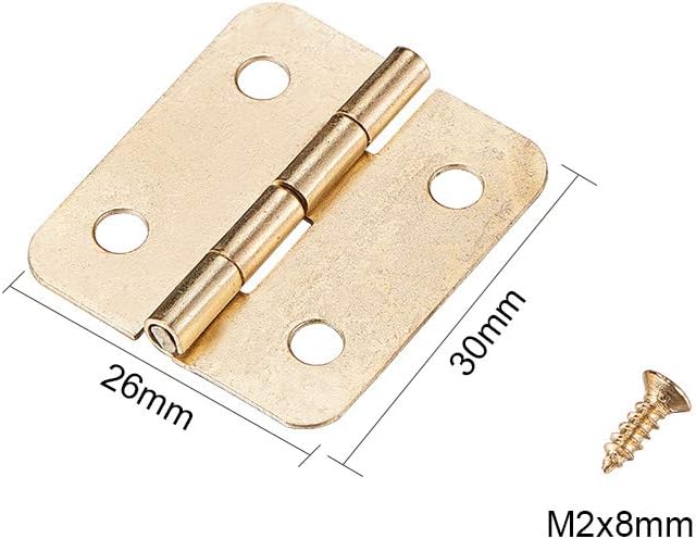 INCREWAY 50 Set Mini Hinges with Matching Screws for Jewelry Chest Box Wood Cabinet(Brass Tone) - Image 3