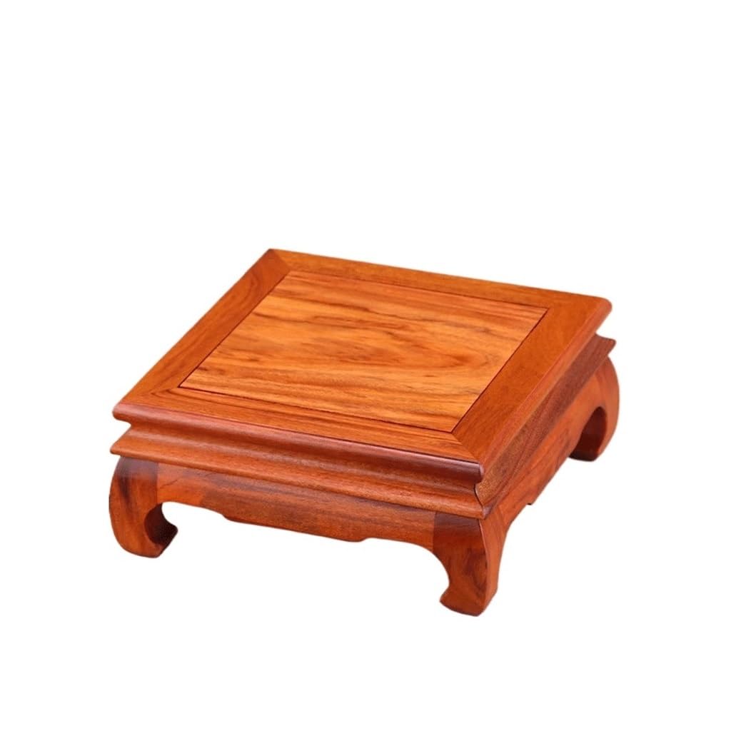 MPOPO Bonsai Pedestal Solid Wood Carved Buddha Ornaments, Handicrafts, Rectangular Vase, Bonsai Base, Wooden Bracket Vase Display Stands Pedestal Base