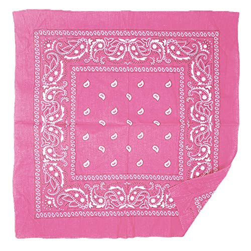 allgala 12 Pack 100% Cotton Premium Bandanas Head Band Wrap Scarf-Light Pink-HA55909
