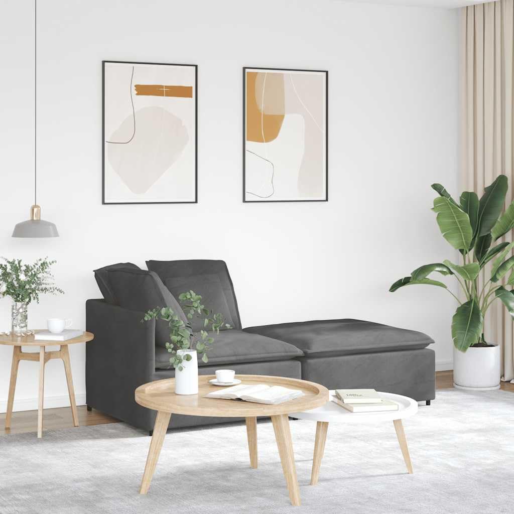 Sofá modular con reposapiés y cojín de pana gris oscuro, 200 x 100 x 64 cm, marco de metal, elemento de montaje para salón, versátil esquina tapizada con otomana y asiento