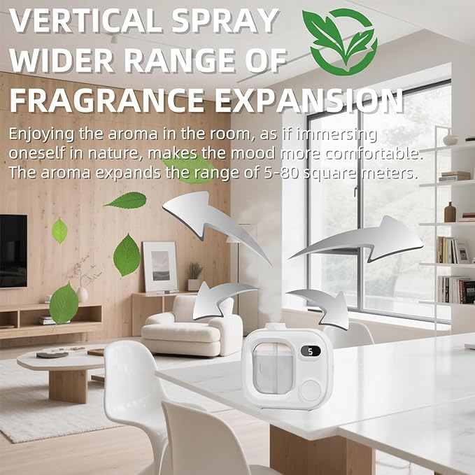 Image of Diffuze Smart Aromatherapy Diffuser Machine | Essential Oil Aroma Diffuser for Home, Bedroom & Office | Ultra Quiet <25dB | 5-Speed Fragrance Control | Wall Mounted & Tabletop Use | LED Display