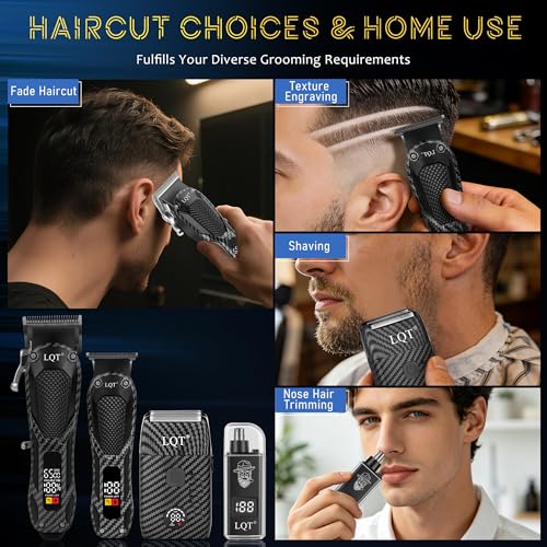 Image of Professional Hair Clippers for Men Rechargeable Cordless Beard Trimmer & Electric Shaver, Hair Cutting Kit with LCD Display Gift for Dad, Husband, Men