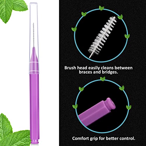 Image of Patelai 50 Pcs Interdental Brushes Braces,Purple