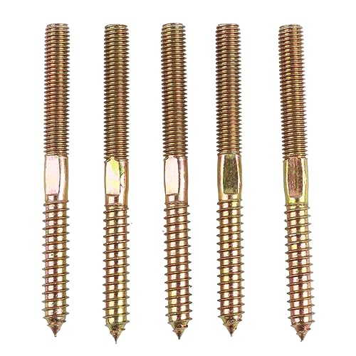 ViaGasaFamido Tornillos de espiga Tornillos de espiga de madera a madera de doble punta Acero cincado Galvanizado(10 * 120 5pcs),tornillo