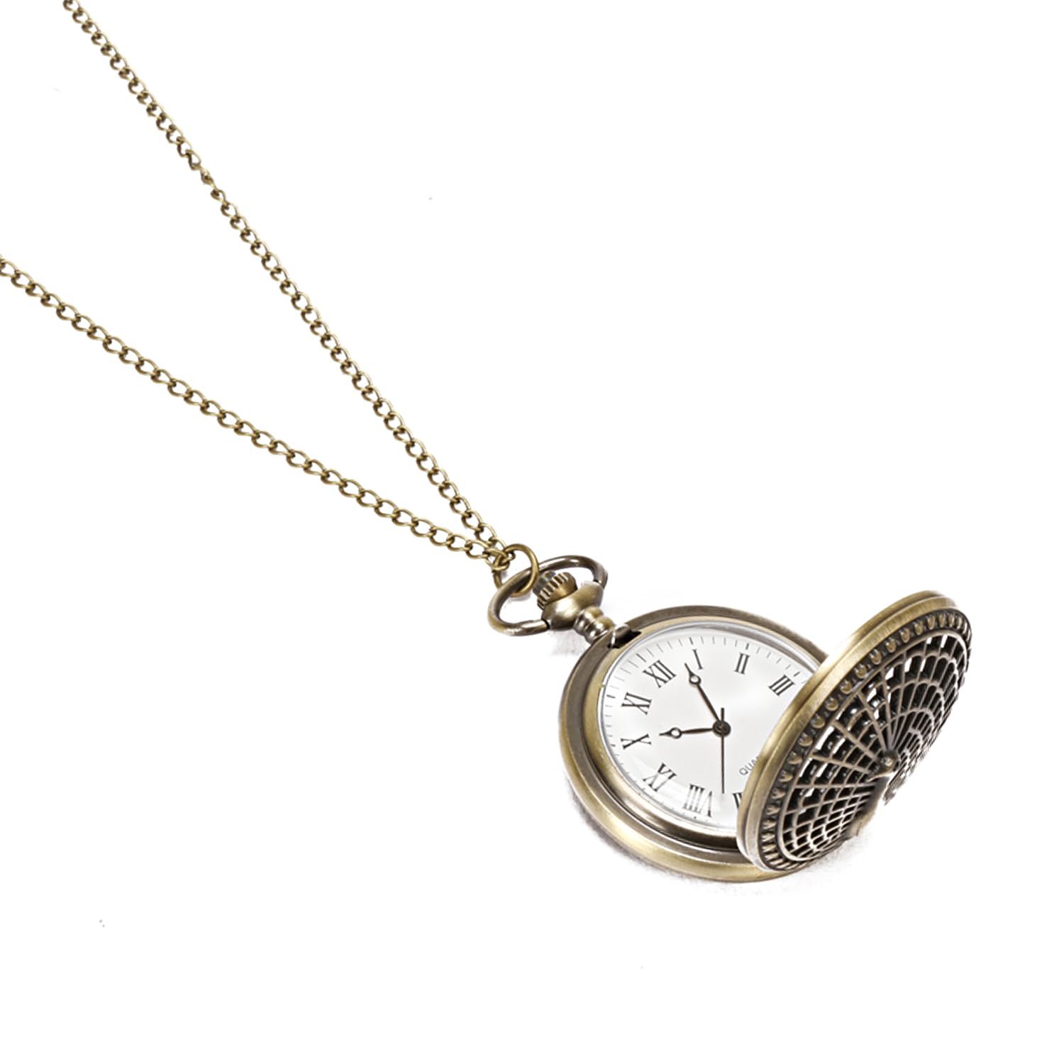 ARTVARKO Vintage Style Round Dial Quartz Cover Peacock Engraved Antique Locket Long Chain Roman Numbers Pocket Watch with Wooden Box (B0CVN5QLKY) Amazon Price History, Amazon Price Tracker