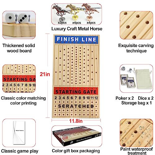 Juego de mesa de carrera de caballos 21 pulg con caballos metálicos miniatura 3