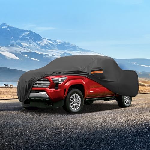 Image of MORNYRAY Compatible with Toyota Tacoma,Car Cover Outdoor Waterproof Sun Rain Snow Hail Protection with Driver Door Zipper (Black, Custom Fit Toyota Tacoma)