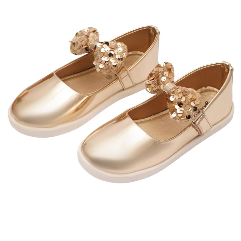 BOYZ N GALZ BALLERINAS Kids - Footwear For Girls Comfortable Casual & Function | PU - Material |Design - BG5108| Closure- Slipon | 2-2.5 Years Kids | Color- Gold | Size- Uk 5, Euro- 25