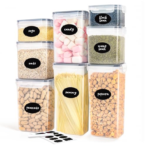 Kit 8 Potes Tampa Hermético Porta Alimentos Mantimentos Armário C...