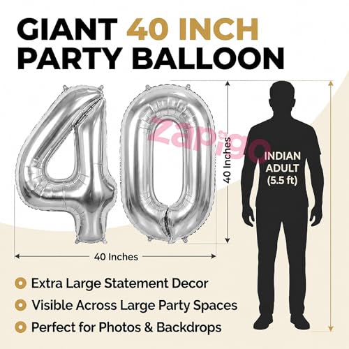 Image of Balloonistics Silver 40-Inch Foil Number 30 Balloon - Fill with Helium or Air for 30th Birthday, Anniversary Party Decoration, Photo Booth Backdrop, Cake Table Decor