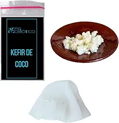 Kit Completo Kefir de Leite de Coco – Fácil de Usar, Manual Incluso + Tampa Voal