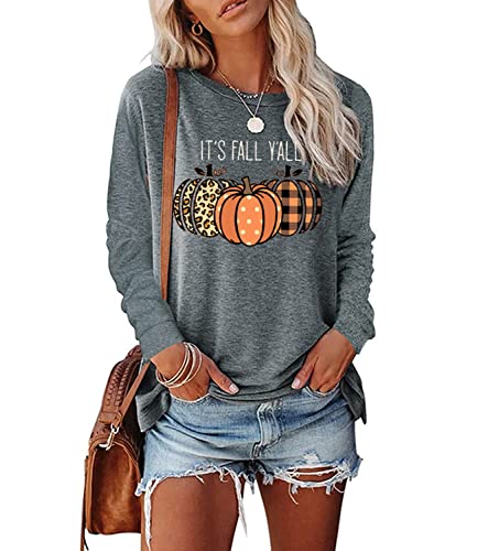 Womens Pumpkin Graphic Sweatshirts Crewneck Casual Fall Long Sleeve Tops