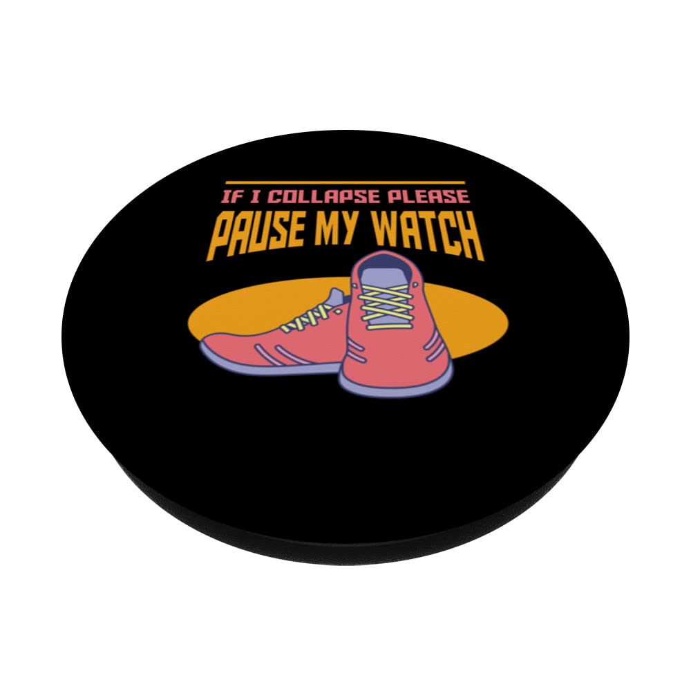 Funny Vintage Marathon Running and Cross Country Runner PopSockets Swappable PopGrip, Black - Image 2