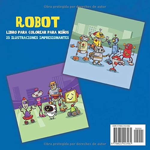 Miniatura 2 de Robot Libro Para Colorear Para Niños Robot Páginas para Colorear para Niños y Niñas Edad 4-8, 25 Ilustraciones Impresionantes (Spanish Edition)