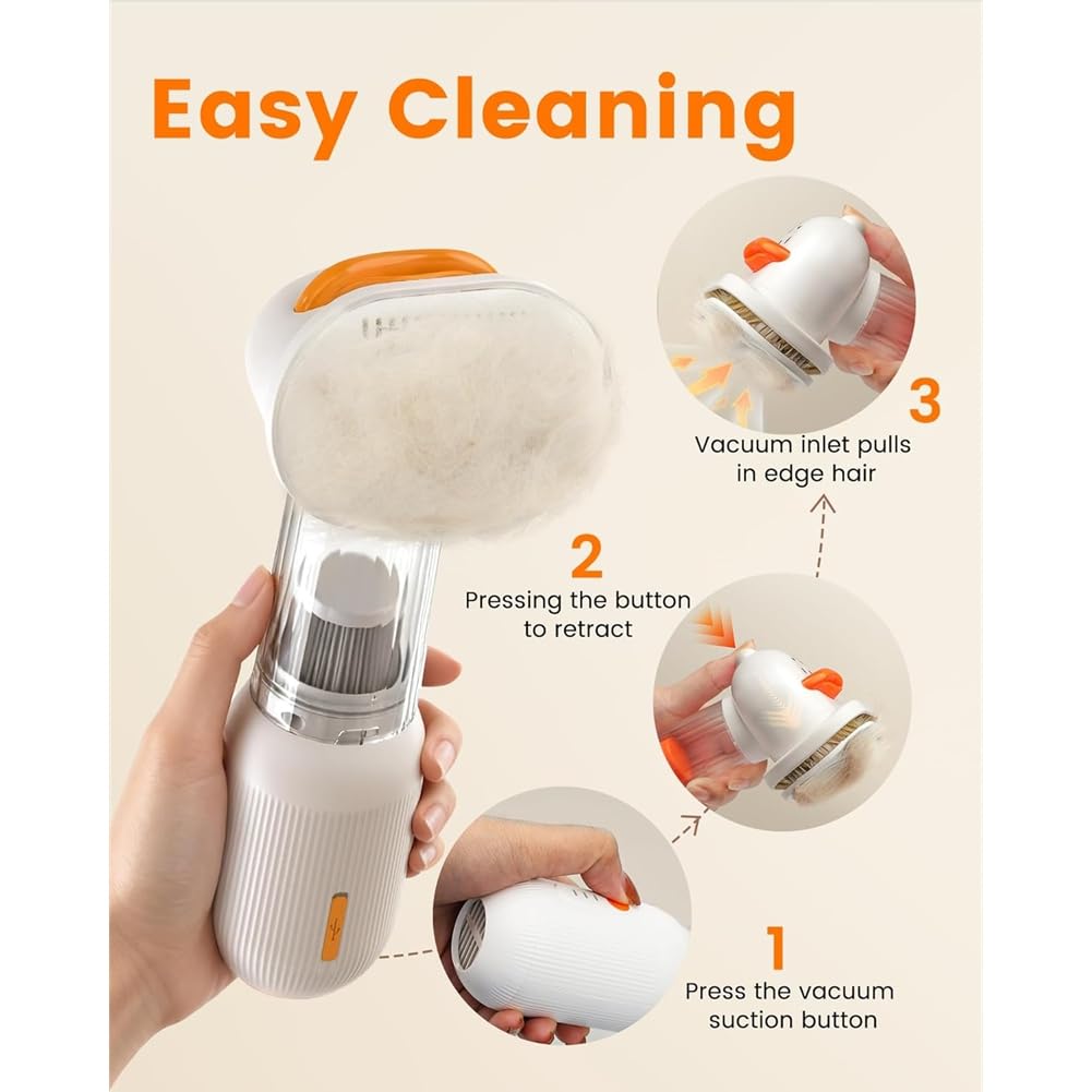 pour Chiens & Râteau sous-Poil pour Chiens, pour la Mue, Brosse Auto-Nettoyante, Brosse Aspirante pour Chiens, Outil de Toilettage pour Le Dépoilage.