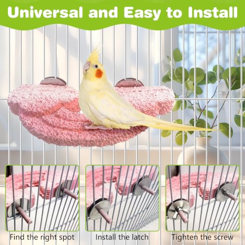 Image of PINVNBY 3PCS Bird Beak Grinding Stone Resin Bird Perch Stand Grinding Claw Clouds Birds Cage Perch Parrot Climbing Chewing Toys Parakeet Cage Accessories for Budgies Cockatiels Conures(Pink)