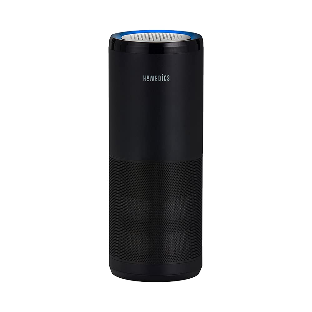 HoMedics TotalClean 4-in-1 Portable Air Purifier, Small Spaces, Removes Bacteria, Allergens, Dust, Germs, 360- Degree HEPA-Type Filter, UV-C Light Technology, Activated Carbon Reduces Odors (Black)