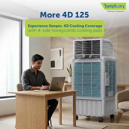 Image of Symphony More 4D 125 Desert Air Cooler | 4-Side Honeycomb Cooling Pads | 5 Star Rated | Silent Operation | Rapid Chill Technology | Easy-Fill Technology | i-Pure+ Technology | 3-Year Warranty