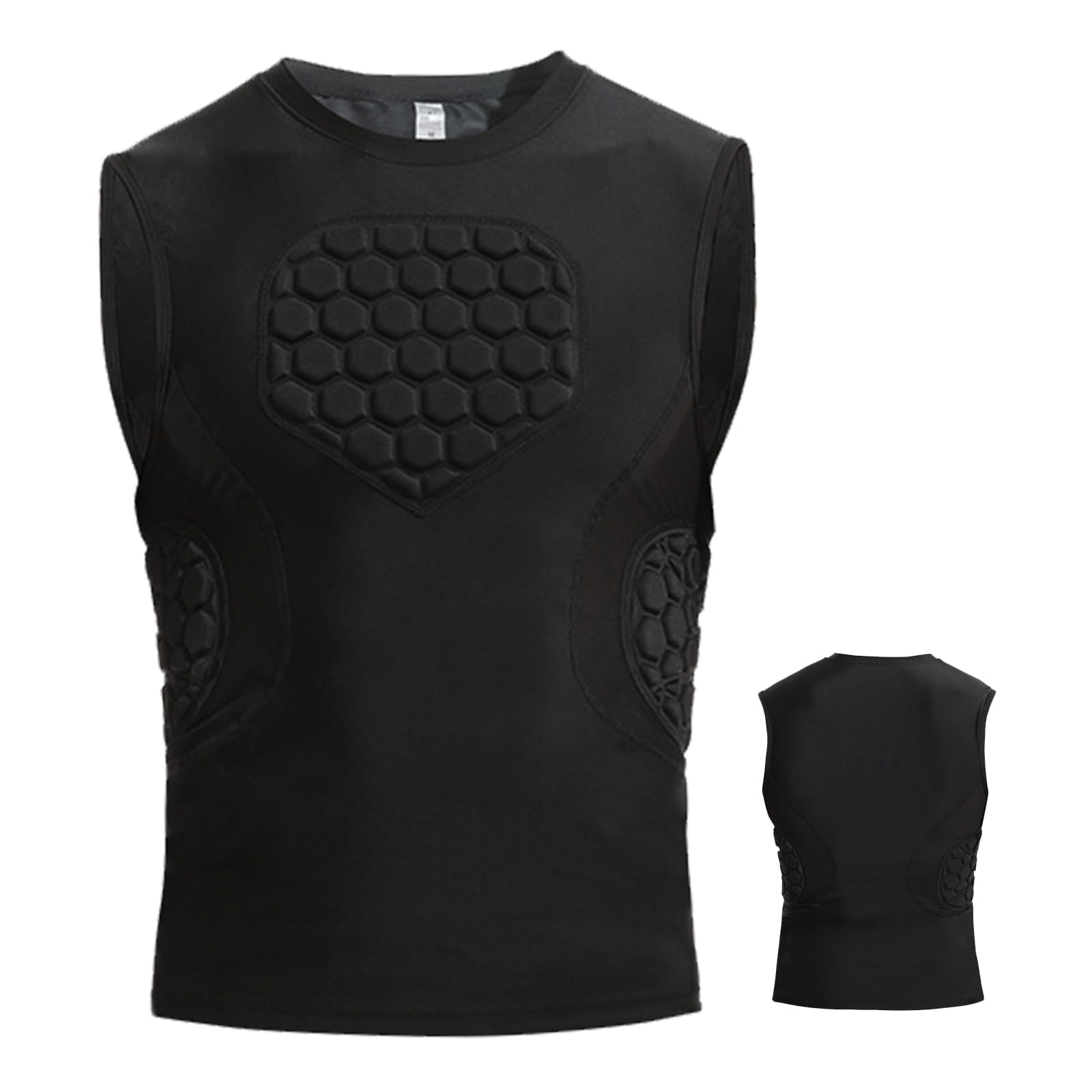 Hotfiary Youth Football Padded Compression Shirt Vest Mens Rib Chest Protecor Sternum Undershirt for Paintball Baseball