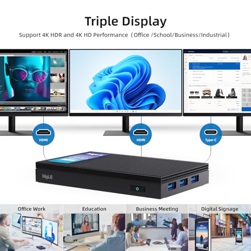 Image of MeLE Quieter3C Fanless Mini PC N5100 8GB 128GB Small Desktop Computer Triple Display Dual HDMI Micro PC WiFi 5 BT5.1 Ethernet Unlocked Bios Full Function USB-C on Office /Home /Astrophotography