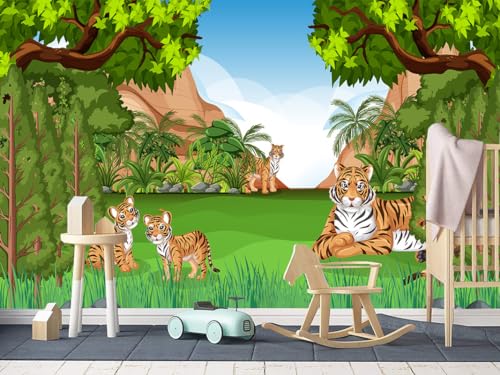 Image of Cartoon Design Kids Theme Vinyl Poster Animals Wallpaper Wall Sticker for Home Decor, Living Room, Bedroom,Kids Room, Play Room (Self Adhesive Vinyl, 5x7 feet i.e 60x84 inch) 05