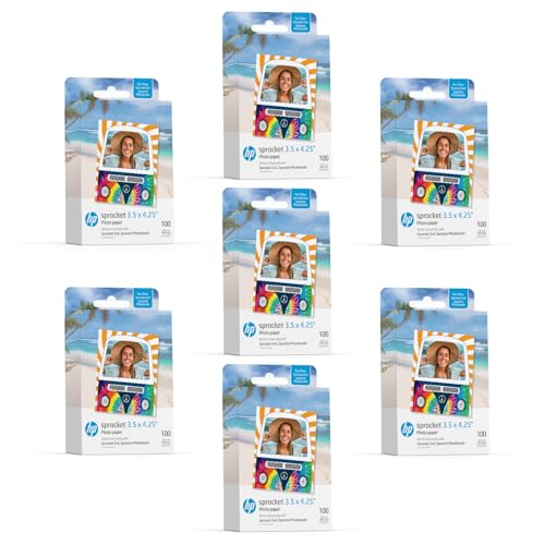 Image of HP Sprocket 3.5 x 4.25 inch Zink Sticky-Backed Photo Paper (700 Pack) Compatible with HP Sprocket 3x4 Photobooth and Photo Printer