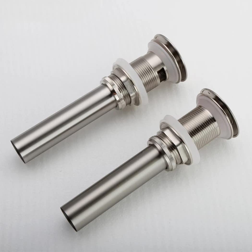 WRIST Vidange D'évier Pop Up, Vidange D'évier De Salle De Bain en Laiton avec Panier À Crépine Attrape-Cheveux Anti-Obstruction Vidange Pop Up avec Ou sans Trop-Plein, Nickel Brossé,B