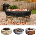 Round Fire Pit Cover 51-56" | Heavy Duty 600D Oxford Waterproof Outdoor Firepit Cover with Adjustable Buckle Strap for In-Ground Built-In Stone/Gas Fire Pits(Black, 51")