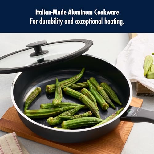 Image of HENCKELS x EMERIL Lagasse Nola 11-Inch Nonstick Saute Pan with Lid, PFAS-Free Aluminum Cookware, Made in Italy, Oven Safe Ceramic Nonstick Fry Pan