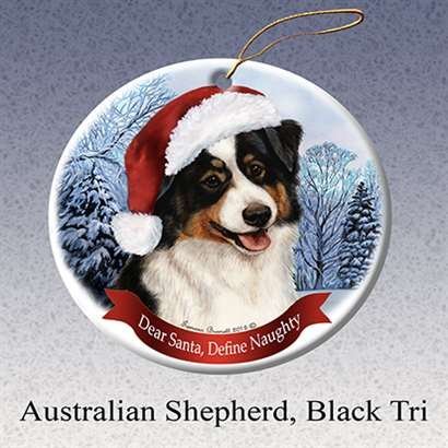 Holiday Pet Gifts Australian Shepherd (Black Tri) Dog Porcelain Ornament