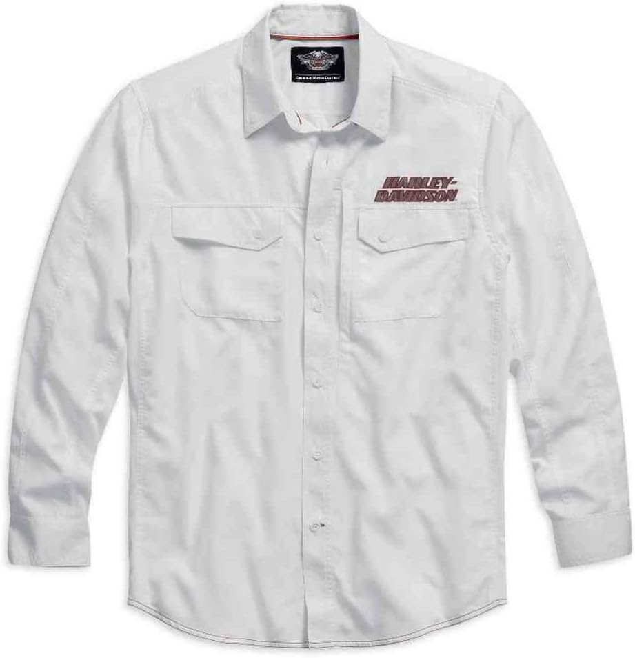 Harley-Davidson Long Sleeve Performance Button Front Shirt, White. 99016-15VM