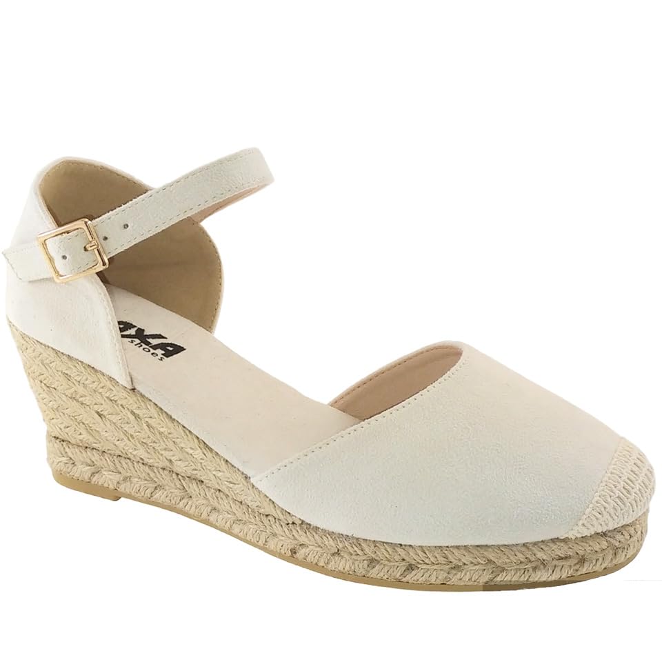 AXA SHOES Campesine Espadrillas Donna con Zeppa in Tessuto Effetto Scamosciato