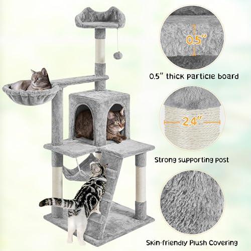 Árbol para Gatos 54in, Múltiples Niveles con Hamaca y Rascadores miniatura 6