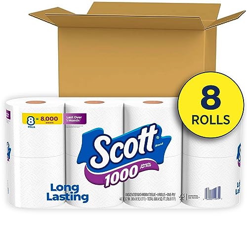 Image of Scott Toilet Paper, 1-Ply, 8 Rolls | Septic-Safe | Pack of 2