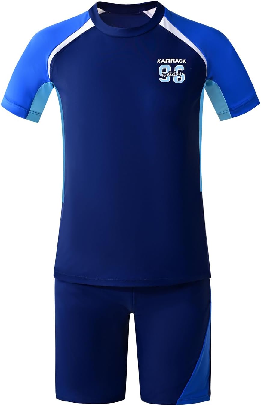 karrack Boys Two Piece Rash Guard Swimsuit Kid Water Sport Short Swimsuits UPF 50+ Sun Protection Bathing Suits