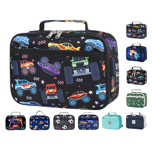 CAMTOP Monster Truck Kids Lunch Box Boys Girls Insulated Lunch Cooler Bag Reusable Lunch Tote Kit for School Travel