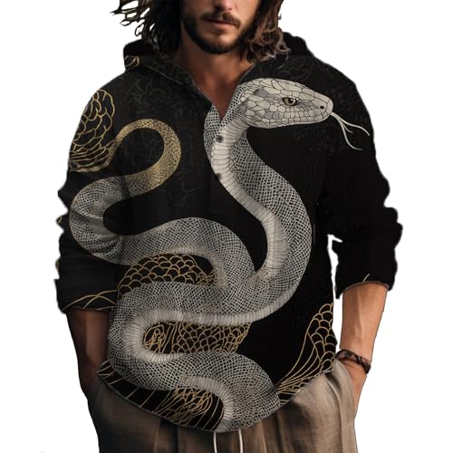 MARSVOVO Japanese Shirts For Men Japanese Art Print Long Sleeve Hooded Hoodie Novelty Graphic Button Up Yoga Pullover