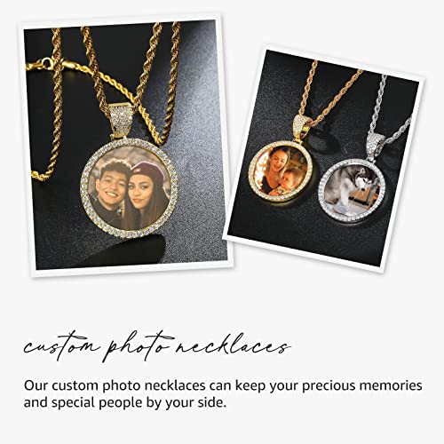 3UMeter Custom Necklace Picture Necklace Memory Pendant with Chain Personalized Photo Pendant Gifts for Him Gifts for Her 18k Gold Hip Hop Jewelry3
