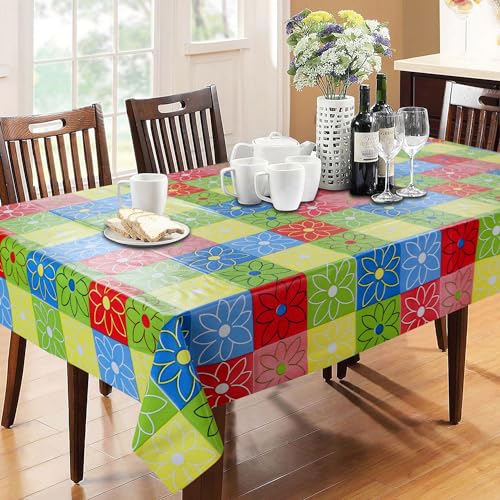 Image of Dakshya Industries PVC Waterproof Withoutlace Dining Table Cover (Size - 54X78 Inch) Rectangle 6 Seater Heat Rasistant Table Cloth (T9)