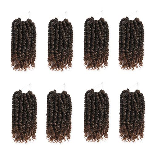 KAVSORAPI Passion Twist Hair 6 Inch Short Pre looped Crochet Braids Pre Twisted Crochet Twist 8 Packs (T30/Ombre Medium Dark Brown)