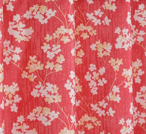 Image of Floral Printed Home Decor Curtains for Living Room, Bedroom Doors and Windows Panel, Parda, Eyelets Hanging, Maroon, 4 x 6 Feet, 1 Piece