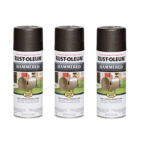 Image of Rust-Oleum Stops Rust Hammered Spray Paint, Dark Bronze | Rust Resistant, Indoor and Outdoor, Beautiful Finish on Metal, Wood and More, Sprays from Any Angle, 3 Pack