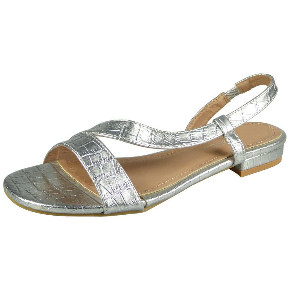 LoudLookLadies Summer Sandals | Women Wedding Shoes | Ladies Comfy Sandals | Women Elastic Shoes | Ladies Strappy Sandals | Women Low Heel Shoes | Ladies Open Toes Sandals Size 3-8…