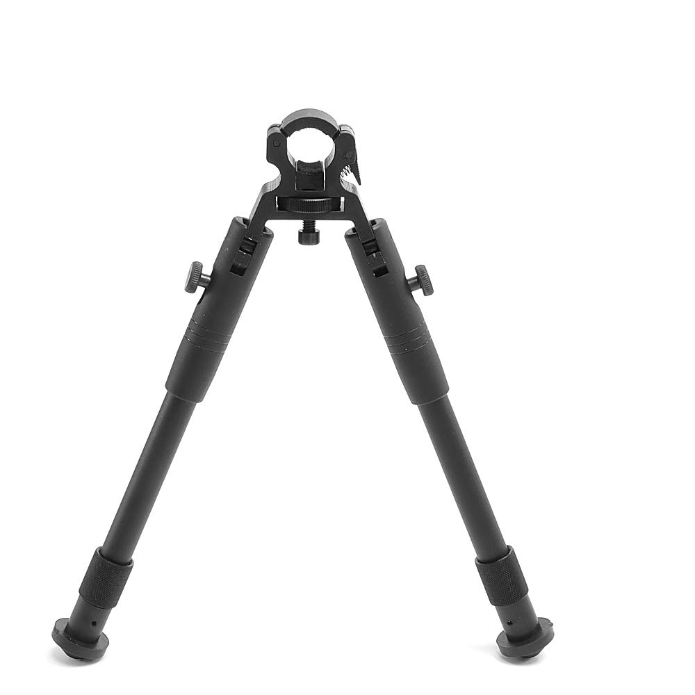 BESTSCOPE Nabila Clamp-on Bipod for Rifles, Double Pads Round Barrel Mount Bipod, Adjustable Height Foldable Quick Release Bipod,Black,9*3.5*2.8 inch