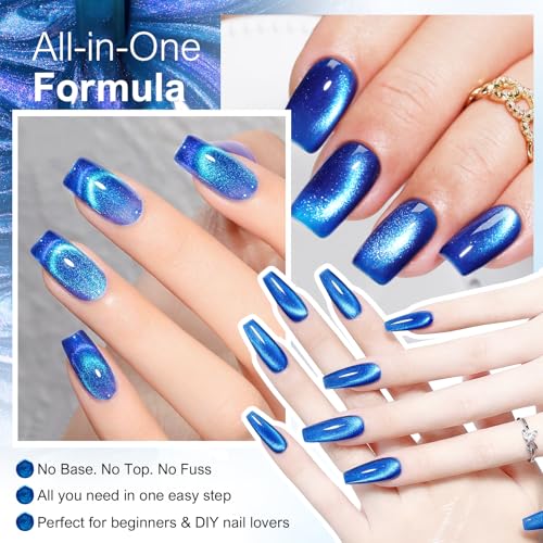 Esmalte de gel cat eye 5 en 1 azul 15 ml miniatura 2