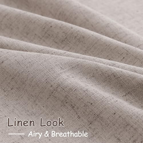 Image of Brownish Grey Linen Curtains 90 Inch Length 2 Panels Set for Living Room Rod Pocket Back Tab Window Drapes Light Filtering Modern Farmhouse Curtain 90 Inches Long for Dining Room Bedroom 52x90