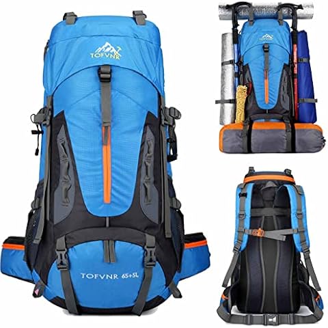 Carkio 70L Large Camping Hiking Backpack With Waist Belt, Lightweight Nylon Trekking Waterproof Rucksack For Men Women Mountain Climbing, Travel, Outdoor Sports Backpacking Gear Cover