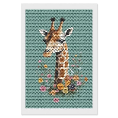 Peinture diamant 5D girafe fleurie pour sublimer votre décoration murale de salon en DIY
