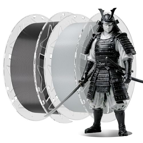 Image of Creality 3D Printer RFID Filament Bundle, Hyper PLA Filament 1.75mm for 3D Printing, Hyper PLA RFID Filament No-Tangling High Precision, 1KG(2.2 lbs) Spool (Black+Gray)