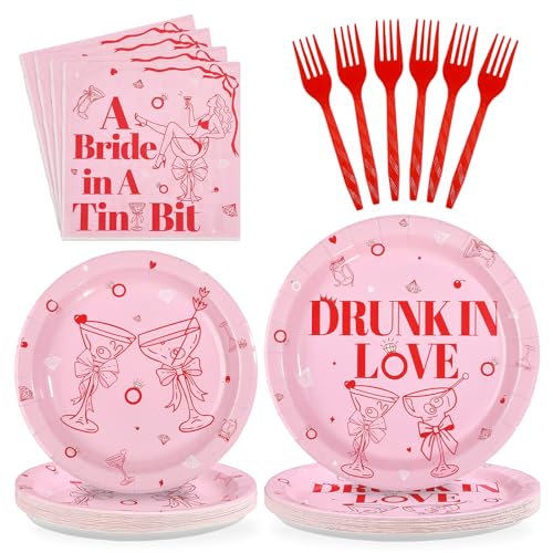Greencian 96Pcs Margarita Bachelorette Pink Martini Decorations Serves 24